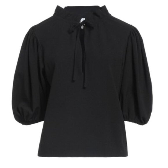 Ganni Crepe Mock Neck, 3/4 Length Sleeve Top - Picture 9 of 9